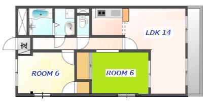 アーバンビュー屋島(2LDK/3階)の間取り写真