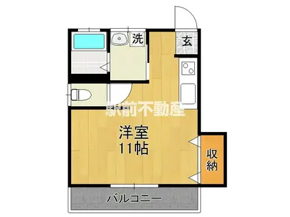 長浜グリーンハイツI(ワンルーム/2階)の間取り写真