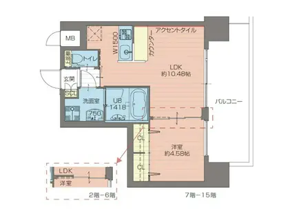 プレジオ難波ウエスト(1LDK/2階)の間取り写真