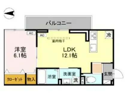 D-ROOM 文京町3丁目(1LDK/1階)の間取り写真