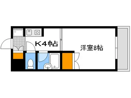 パティシェール吉川II(1K/4階)の間取り写真