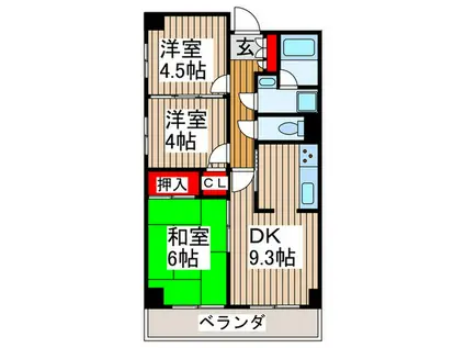 ツインズ浦和(3DK/1階)の間取り写真
