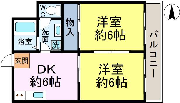 ハイムジョイフル(2DK/4階)の間取り写真