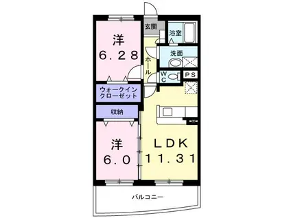 GOOD HILLII(2LDK/3階)の間取り写真