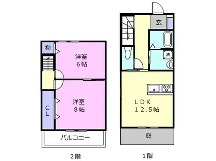 JOBEL SQUARE III(2LDK/1階)の間取り写真