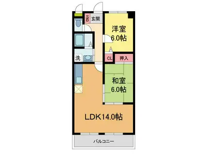コンフォート(2LDK/3階)の間取り写真