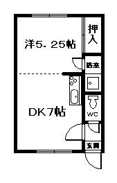 ノーブルライフ(1DK/2階)の間取り写真