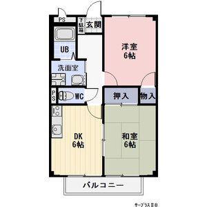 グリーンハイツII(2DK/2階)の間取り写真