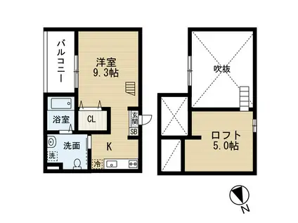 LUCIE鳴海(1K/2階)の間取り写真