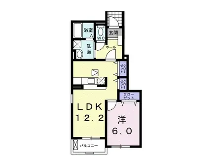 メゾン・アンソレイエ I(1LDK/1階)の間取り写真