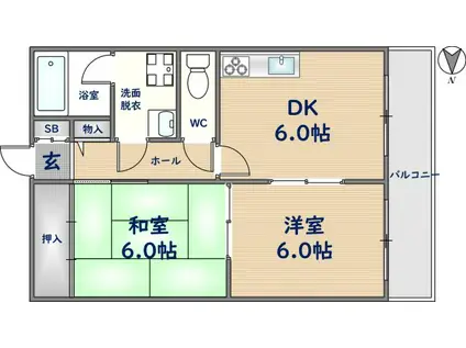 アイプラザ(2DK/4階)の間取り写真