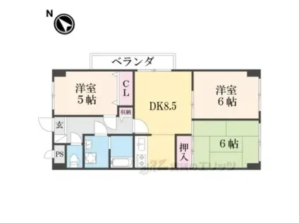 S・Yグランドビル(2LDK/6階)の間取り写真