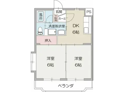 マーキュリーII(2DK/1階)の間取り写真