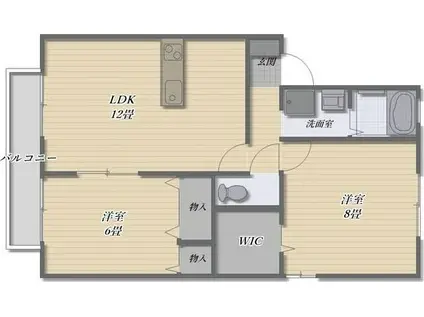 グランシャリオB(2LDK/2階)の間取り写真