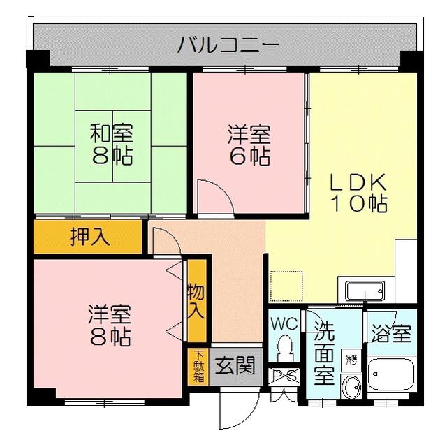 グレイス本生(3LDK/1階)の間取り写真