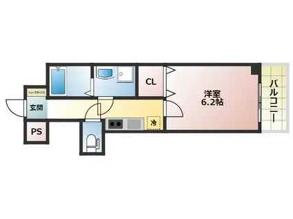 グランパシフィック花園北II(1K/8階)の間取り写真