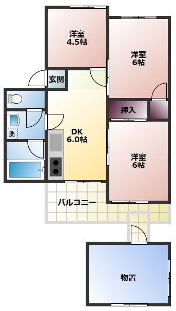 清見コーポ(4DK/1階)の間取り写真