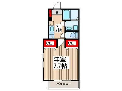 MELDIA新狭山II(1K/3階)の間取り写真