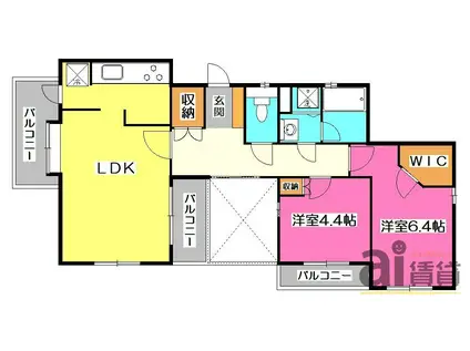 東村山北パーク・ホームズ(2LDK/3階)の間取り写真
