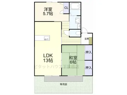 カサブランカパートV(2LDK/2階)の間取り写真