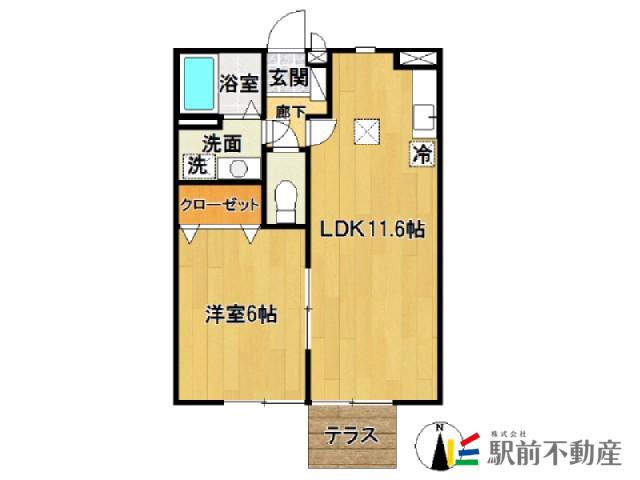 アムール上峰(1LDK/2階)の間取り写真