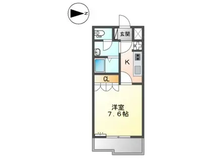 グレイスヴィラ花水木(1K/2階)の間取り写真