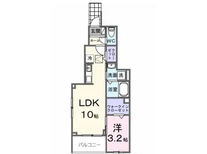 ピースフルIII(1LDK/1階)の間取り写真