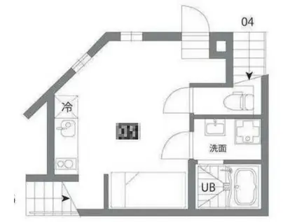 カラスヤマテラスEW(ワンルーム/1階)の間取り写真