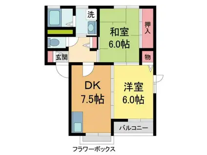 センターフィールド宝塚I(2DK/1階)の間取り写真