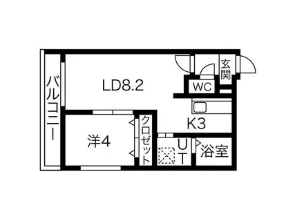 ミルスリール発寒(1LDK/3階)の間取り写真