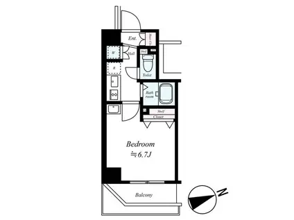 ベルグレードKS DUE(1K/4階)の間取り写真