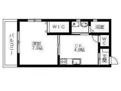 Aレガート大橋南(1DK/2階)の間取り写真