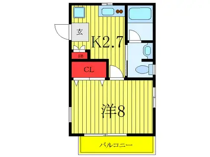 コーポフルハム(1K/2階)の間取り写真