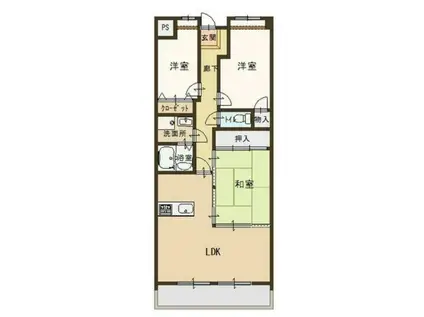 プラザハイツ二ツ屋 D棟(3LDK/2階)の間取り写真