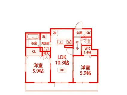 ミモザ・コート(2LDK/1階)の間取り写真