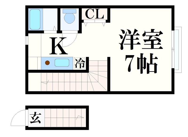 山陽電鉄網干線 山陽天満駅 徒歩16分 2階建 築6年(1K/2階)の間取り写真