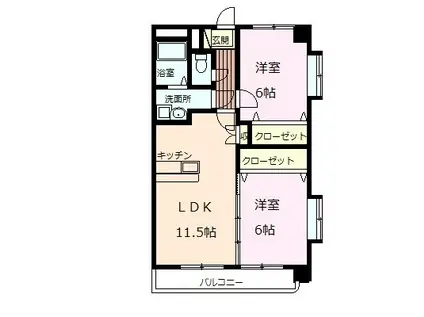 アイヴィーガーデン(2LDK/3階)の間取り写真