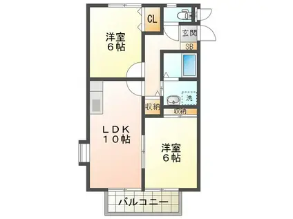 ハニーネストC(2LDK/2階)の間取り写真