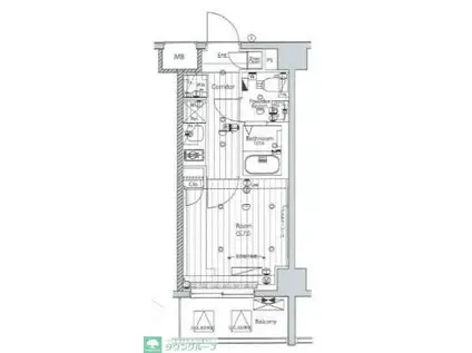 メイクス武蔵小杉II(1K/2階)の間取り写真
