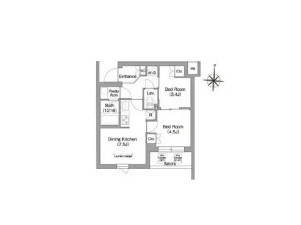 コンフォリア・リヴ南品川(2DK/5階)の間取り写真