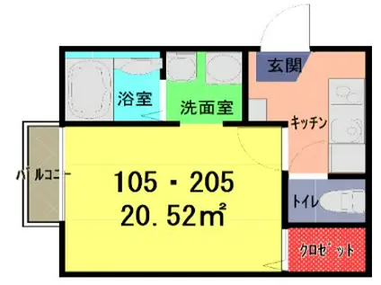 グッドシャインレジデンス久喜(1K/2階)の間取り写真