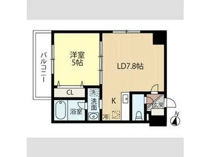 アルファスクエア大通西17(1LDK/5階)の間取り写真