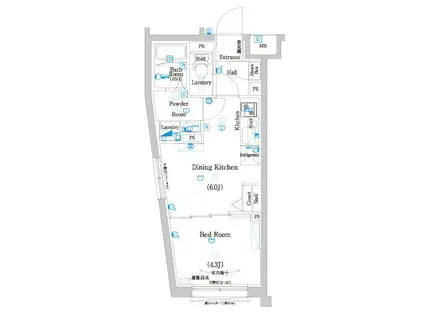 ラフィスタ二子玉川(1DK/1階)の間取り写真