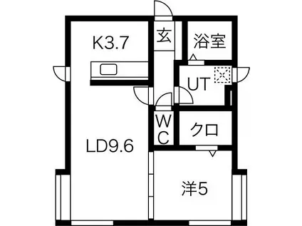 アスカハイツ平岸(1LDK/3階)の間取り写真