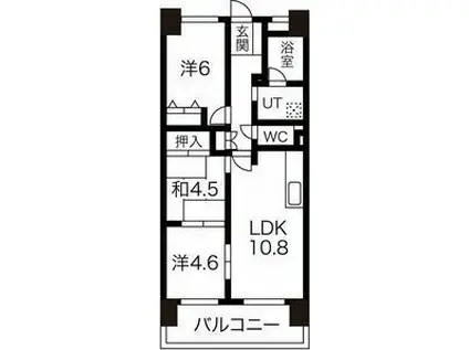 元今泉レジデンス(2SLDK/10階)の間取り写真