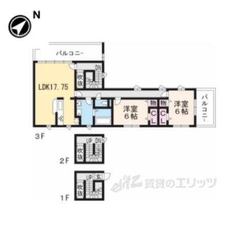 OHANA(2LDK/3階)の間取り写真