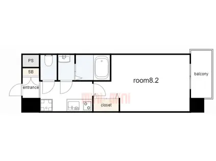 リヴィアス神戸SOLEIL(1K/6階)の間取り写真