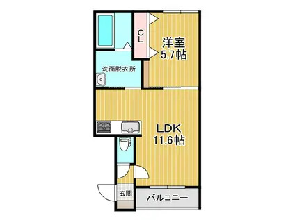 西4南2AP(1LDK/3階)の間取り写真