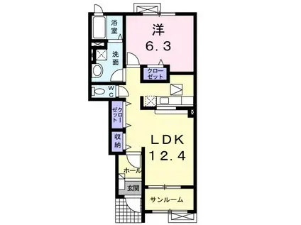 セントラルパーク イースト II(1LDK/1階)の間取り写真