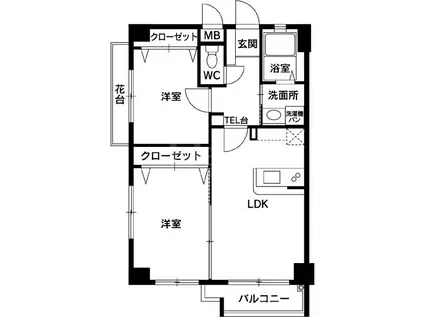 エクメール大濠II(2LDK/3階)の間取り写真